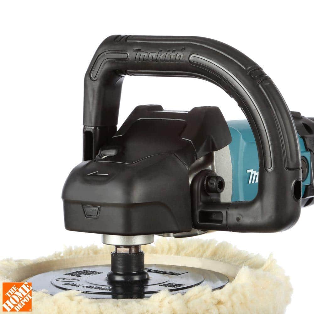 Makita 10 Amp 7 in. Corded 3,000 RPM Variable Speed Polisher with Side Handle, Wool Bonnet and 21 in. Contractor Bag