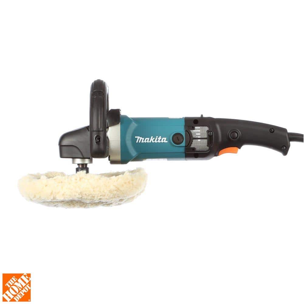 Makita 10 Amp 7 in. Corded 3,000 RPM Variable Speed Polisher with Side Handle, Wool Bonnet and 21 in. Contractor Bag