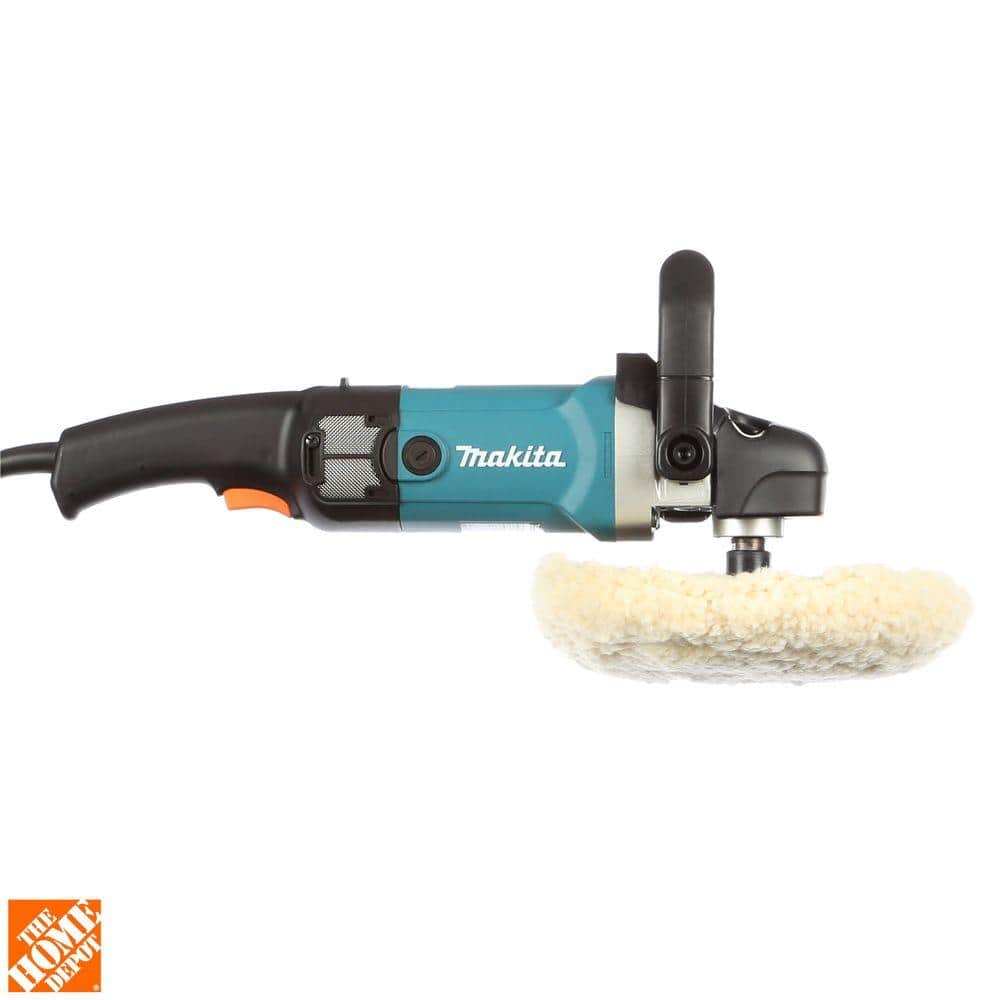 Makita 10 Amp 7 in. Corded 3,000 RPM Variable Speed Polisher with Side Handle, Wool Bonnet and 21 in. Contractor Bag