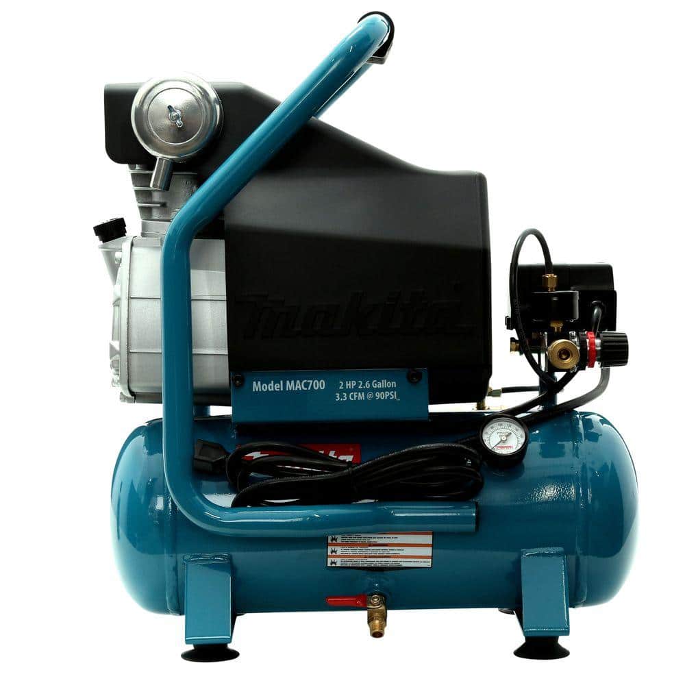 Makita 2.6 Gal. 2 HP Portable Electrical Hot Dog Air Compressor (MAC700)