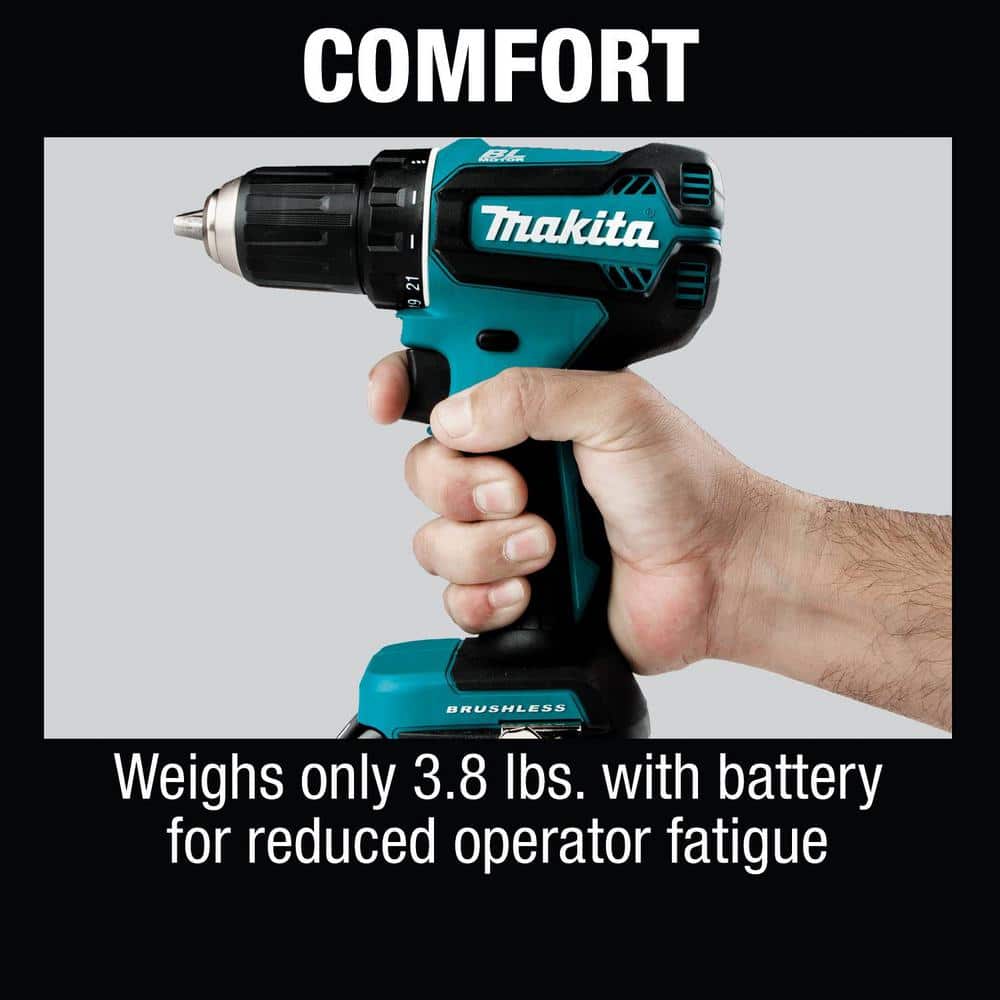 Makita 18V LXT Lithium‑Ion Brushless Cordless 1/2 in. Driver‑Drill Kit (3.0Ah, XFD131)
