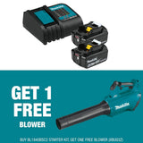 Makita 18V LXT Lithium-Ion Battery and Charger Starter Pack (4.0Ah) with bonus 18V LXT Lithium-Ion Brushless Cordless Blower
