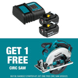 Makita 18V LXT Lithium-Ion Battery and Charger Starter Pack (4.0Ah) with bonus 18V LXT Lithium-Ion Cordless 6-1/2" Circular Saw
