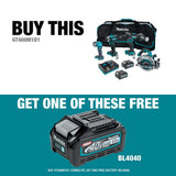 Makita 40V Max XGT Brushless Cordless 4-Piece Combo Kit (Hammer Driver-Drill/Impact Driver/Circ Saw/Flashlight) 2.5Ah/4.0Ah