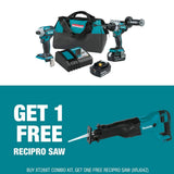 Makita 18V LXT Lithium-Ion Brushless Cordless Combo Kit 5.0 Ah (2-Piece) with bonus 18V LXT Lithium-Ion Reciprocating Saw