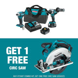 Makita 18V LXT Lithium-Ion Brushless Cordless Combo Kit 5.0 Ah (2-Piece) with bonus 18V LXT 6-1/2 in. Lightweight Circular Saw