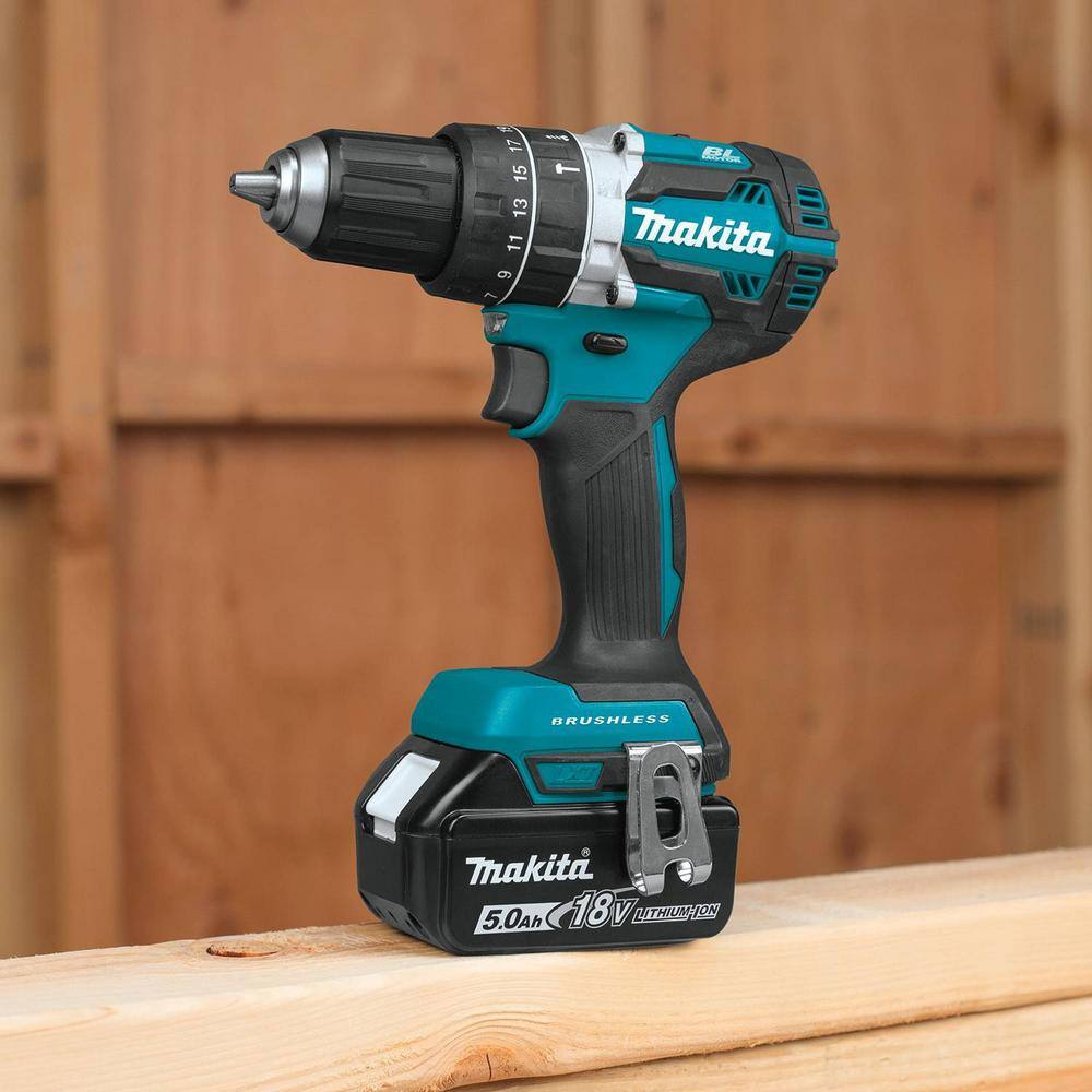 Makita XT447T 18V LXT Lithium‑Ion Brushless 4‑Piece Cordless Combo Kit with 5.0Ah Batteries (Hammer Drill, Impact Driver, Reciprocating Saw, LED Flashlight)