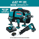Makita 18V 5.0 Ah LXT Lithium-Ion Brushless Cordless Combo Kit (Hammer Drill/Impact Driver/Recipro Saw/Flashlight)