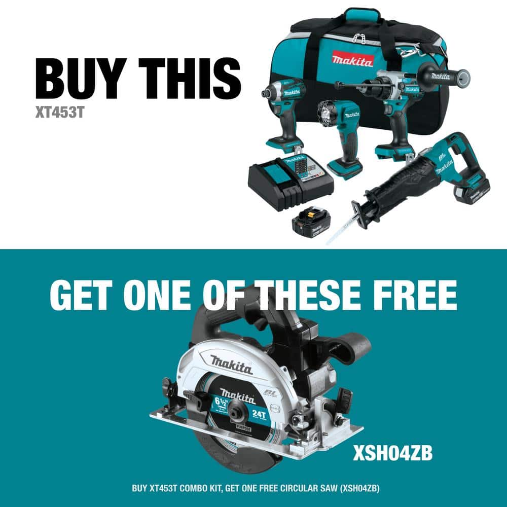 Makita 18V 5.0 Ah LXT Lithium-Ion Brushless Cordless Combo Kit (Hammer Drill/Impact Driver/Recipro Saw/Flashlight)