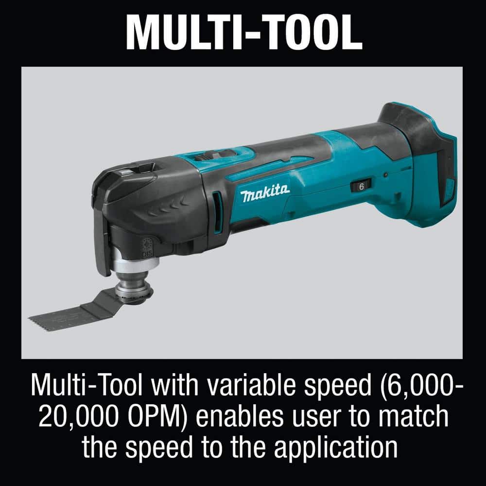 Makita 18-Volt LXT Lithium‑Ion Cordless 6‑Piece Combo Kit (Driver‑Drill/Impact Driver/Circular Saw/Multi‑Tool/Radio/Light), 3.0Ah