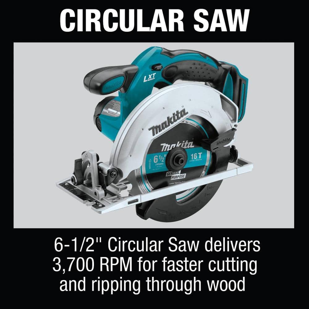 Makita 18V Lithium-Ion Cordless 6-Piece Kit (Drill-Driver/ Impact Driver/ Circular Saw/ Recipro Saw/ Vacuum/ Light) 3.0Ah