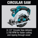 Makita 18V Lithium-Ion Cordless 6-Piece Kit (Drill-Driver/ Impact Driver/ Circular Saw/ Recipro Saw/ Vacuum/ Light) 3.0Ah