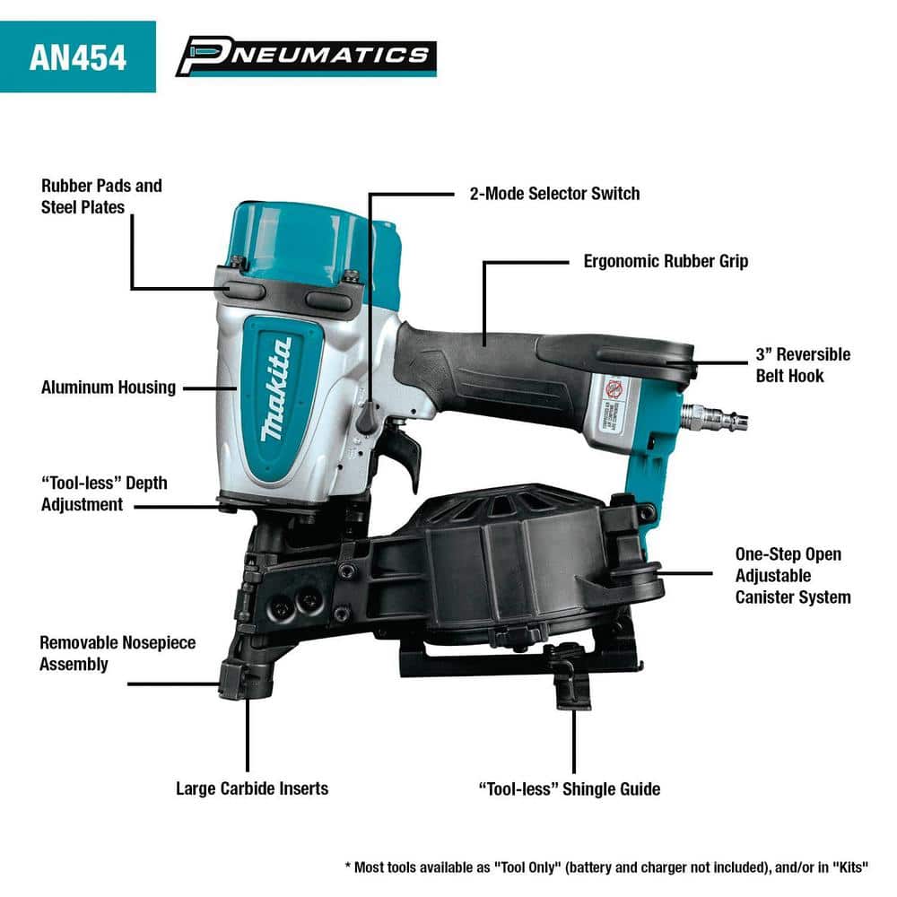 Makita Pneumatic 1-3/4 in. 15 Degree Coil Corded Roofing Nailer
