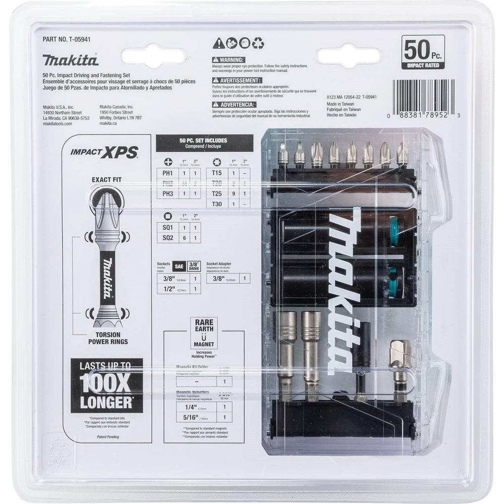 Makita IMPACT XPS Alloy Steel Impact Rated Screwdriver Drill Bit Set (50-Piece)