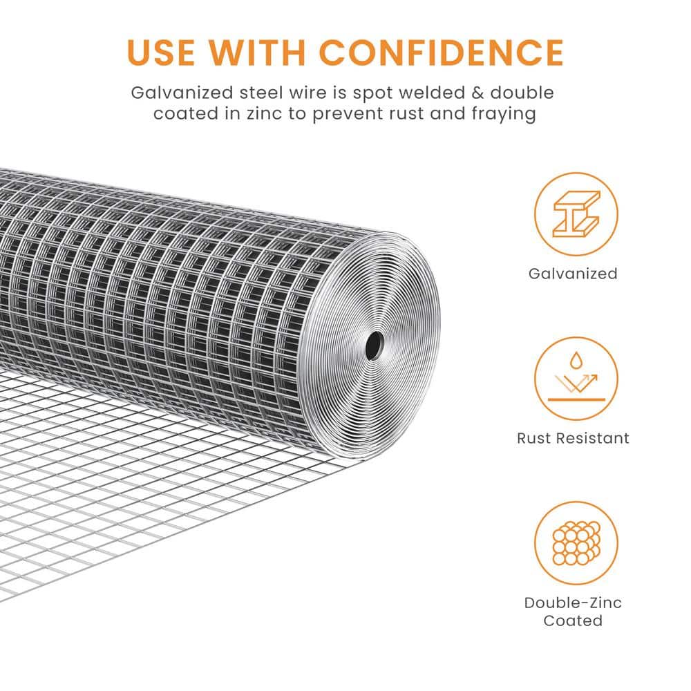 maocao hoom 1/2 inch Galvanised Wire Mesh Rolls, Chicken Coop Wire Mesh, Gopher Barrier Welded Wire Mesh Fence, Rat Fence