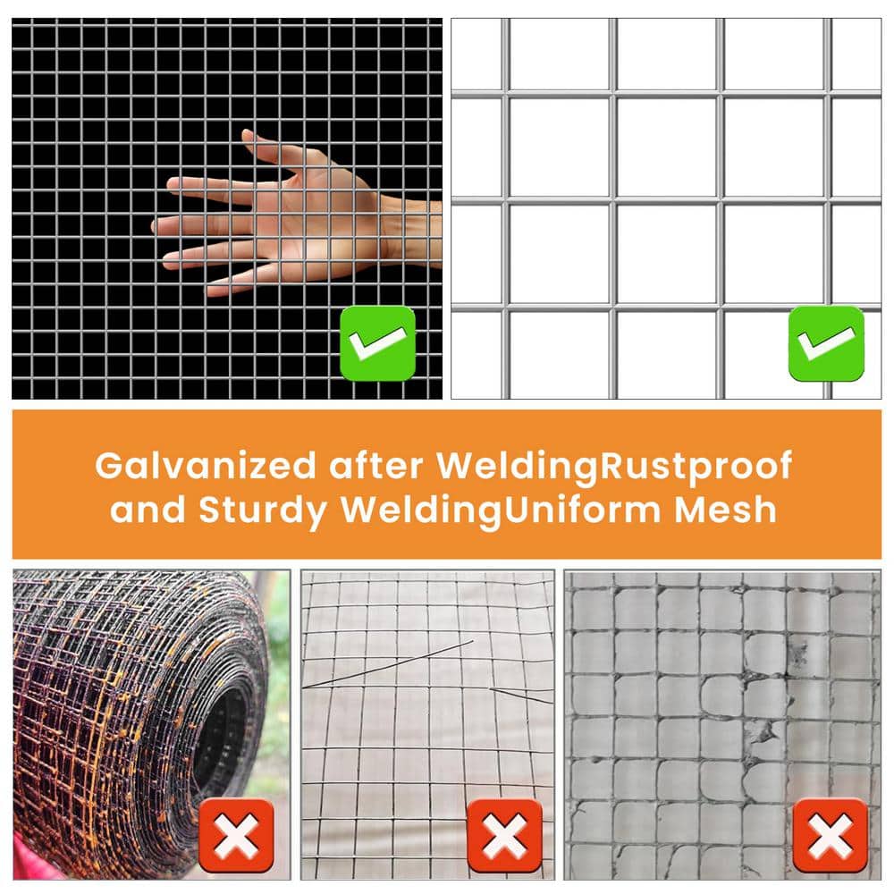 maocao hoom 1/2 inch Galvanised Wire Mesh Rolls, Chicken Coop Wire Mesh, Gopher Barrier Welded Wire Mesh Fence, Rat Fence
