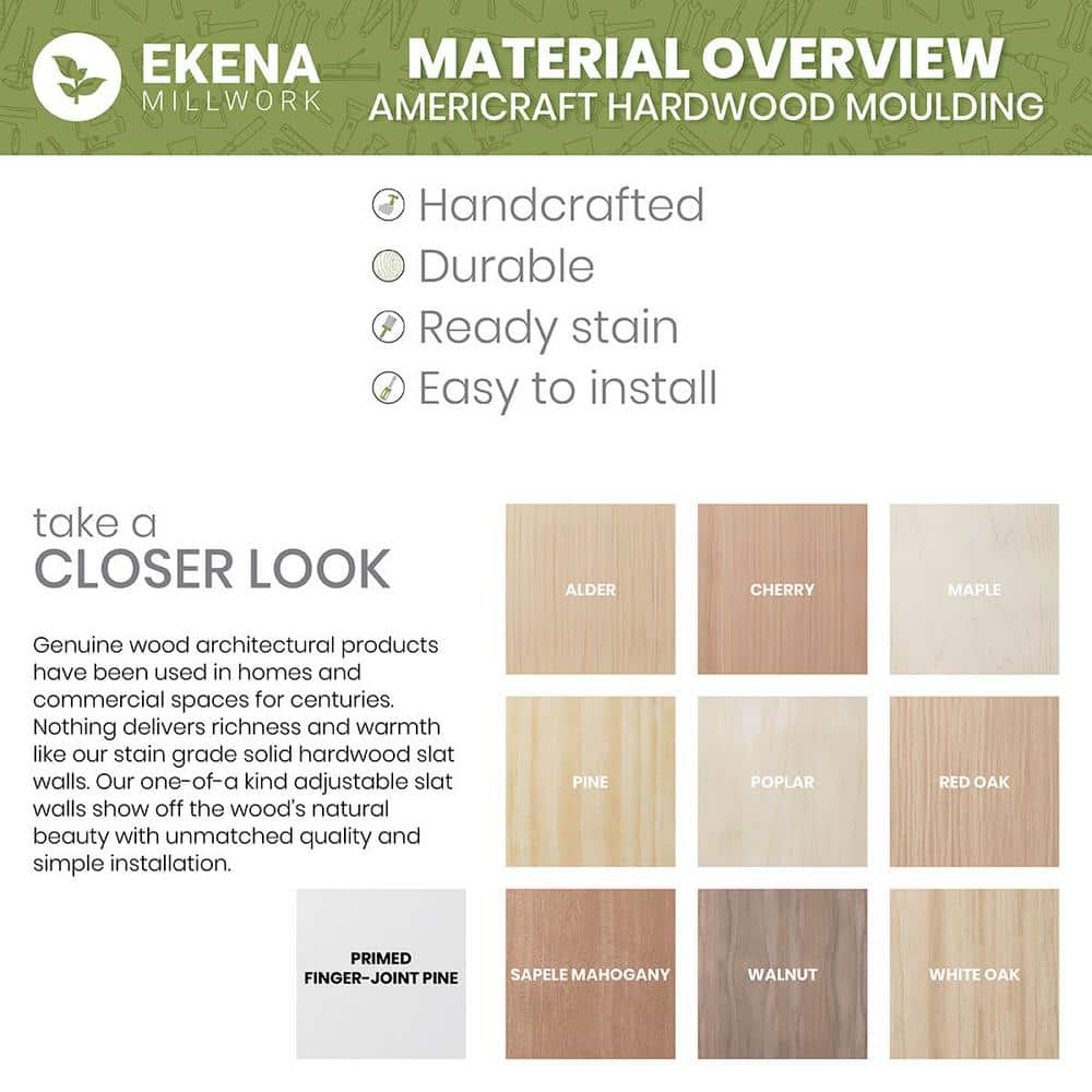 Ekena Millwork WM49 0.56 in. D x 3.63 in. W x 96 in. L Wood (Maple) Crown Molding