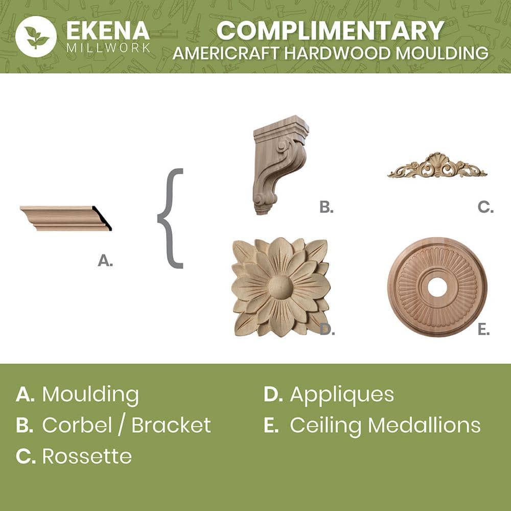 Ekena Millwork WM49 0.56 in. D x 3.63 in. W x 96 in. L Wood (Maple) Crown Molding