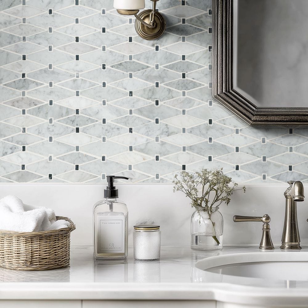 MSI Marbella Diamond 12 in. x 12 in. x 10mm Polished Marble Mesh-Mounted Mosaic Tile (10 sq. ft. / Case)