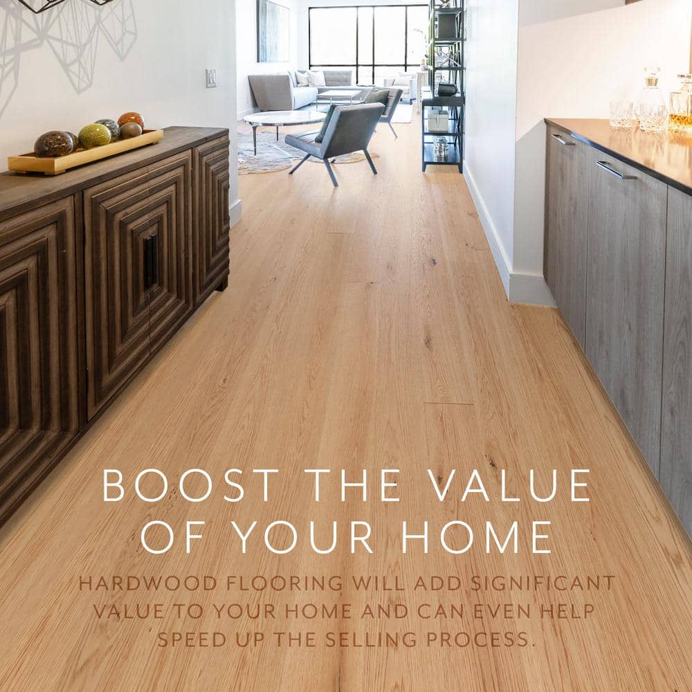 ASPEN FLOORING Marigold White Oak 9/16 in. T x 8.66 in. W Tongue and Groove Smooth Engineered Hardwood Flooring (31.25 sqft/case)