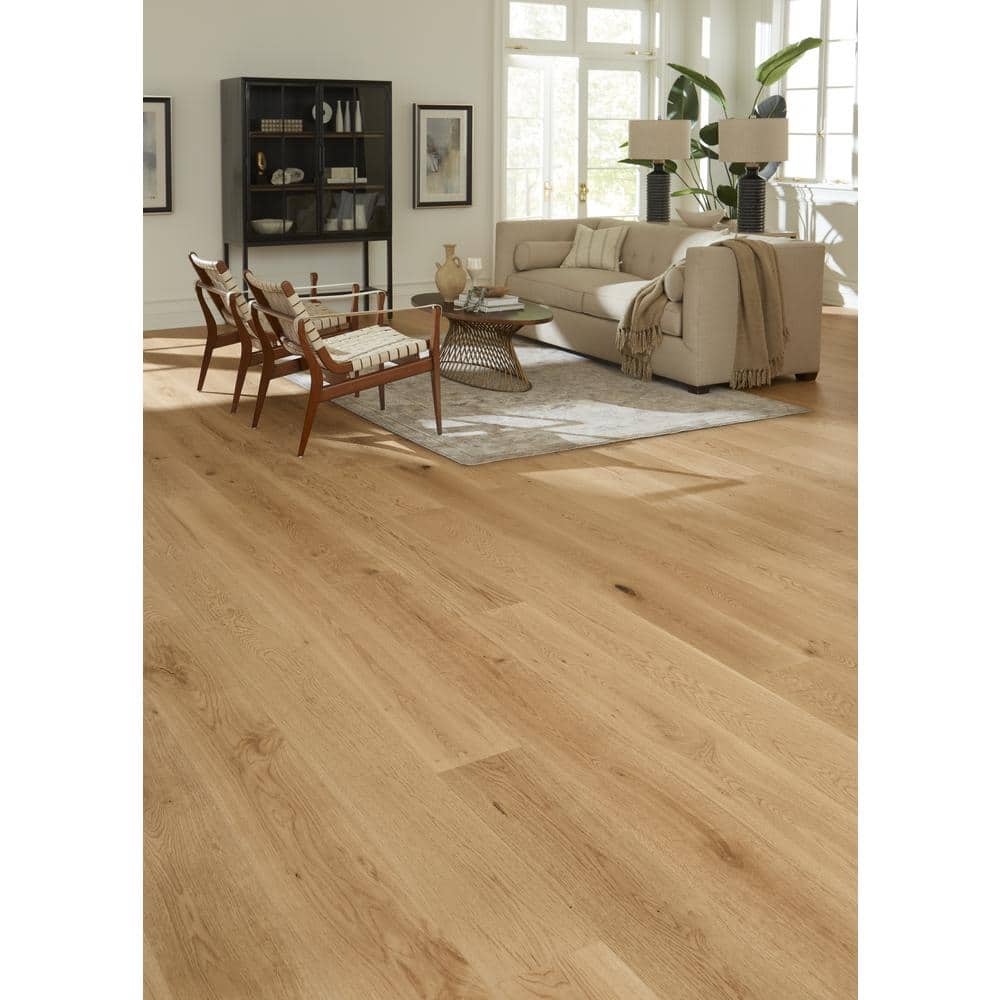 ASPEN FLOORING Marigold White Oak 9/16 in. T x 8.66 in. W Tongue and Groove Smooth Engineered Hardwood Flooring (31.25 sqft/case)