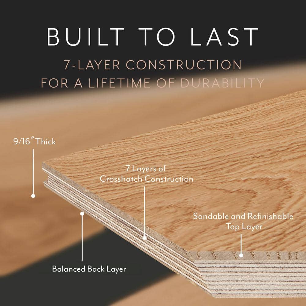 ASPEN FLOORING Marigold White Oak 9/16 in. T x 8.66 in. W Tongue and Groove Smooth Engineered Hardwood Flooring (1250 sqft/pallet)