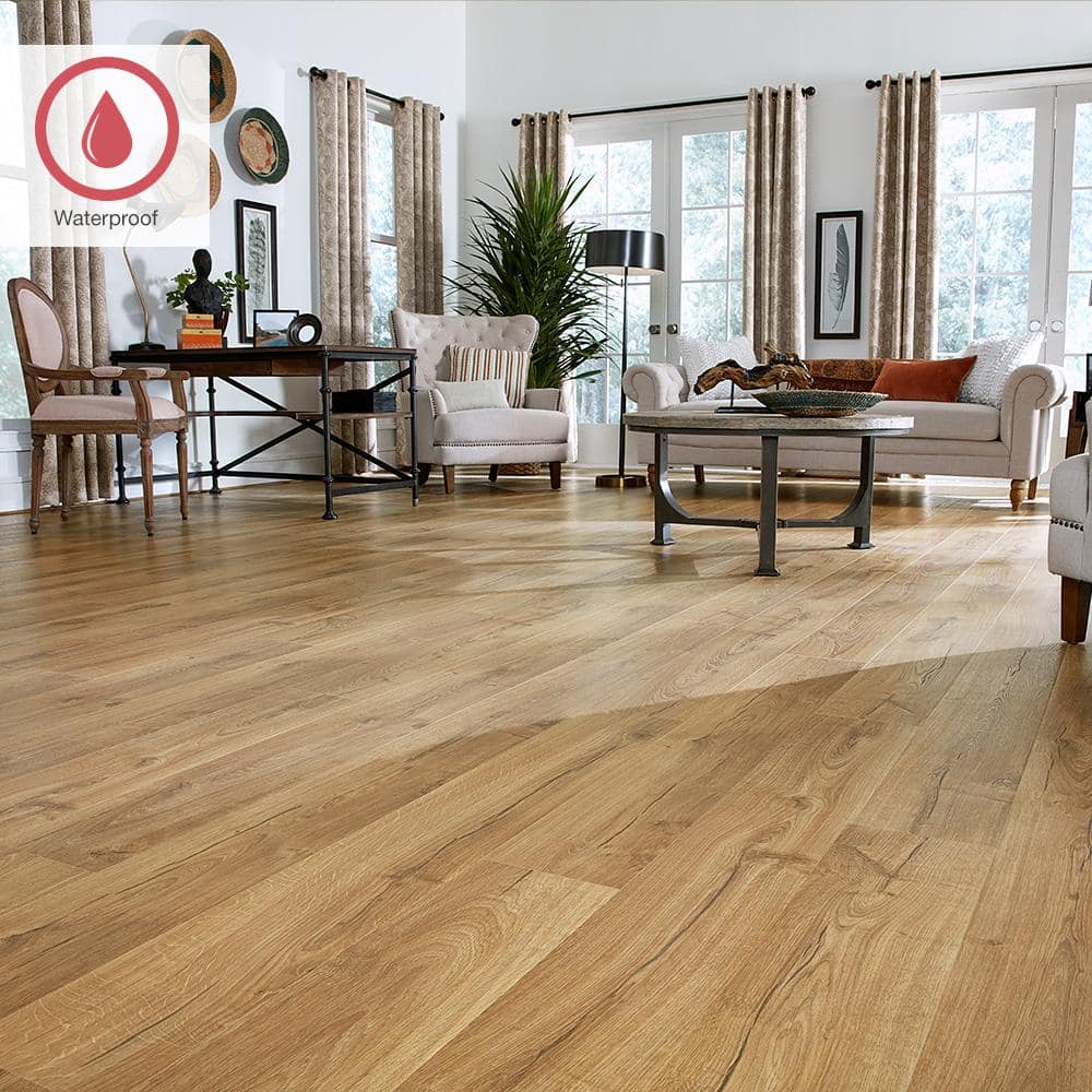 Pergo Outlast+ Marigold Oak 12 mm T x 7.4 in. W Waterproof Laminate Wood Flooring (19.63 sqft/case)