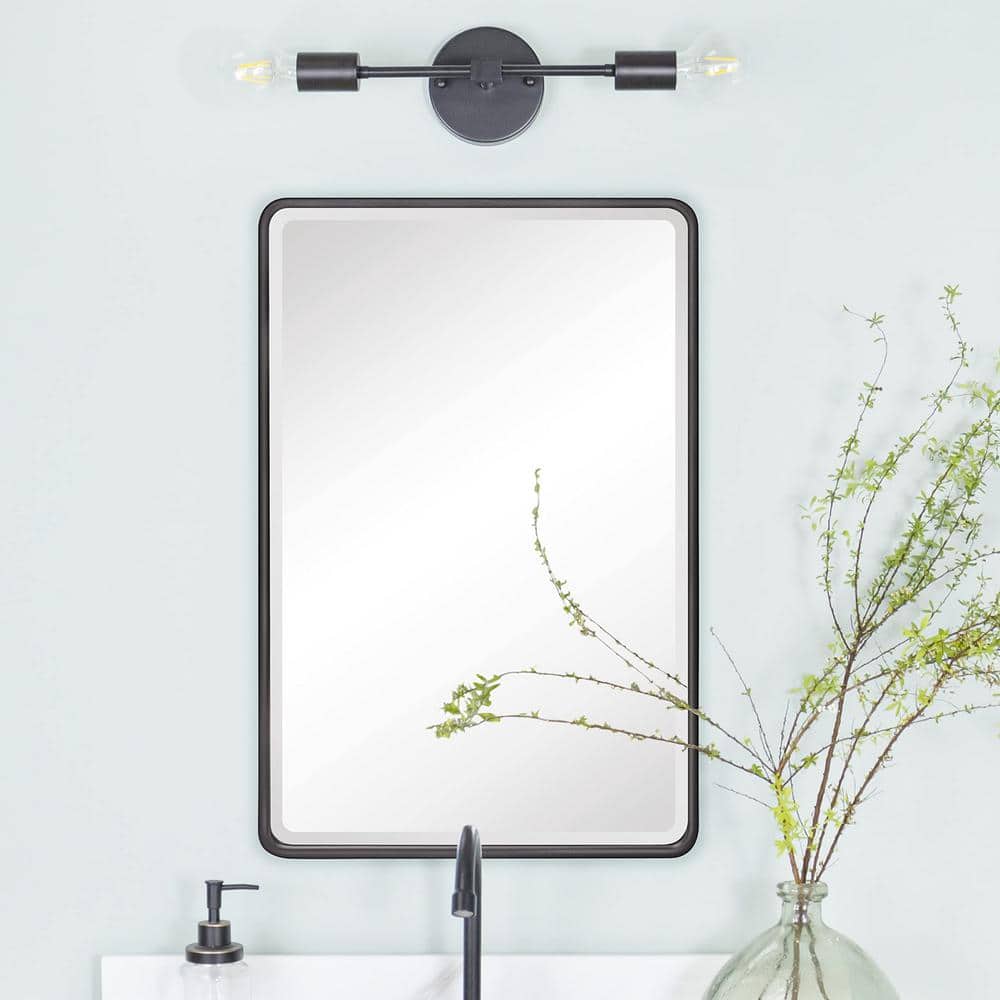 TEHOME Farmhouse 16 in. W x 24 in. H Recessed Rectangular Metal Framed Bathroom Medicine Cabinets with Mirror in Matt Black