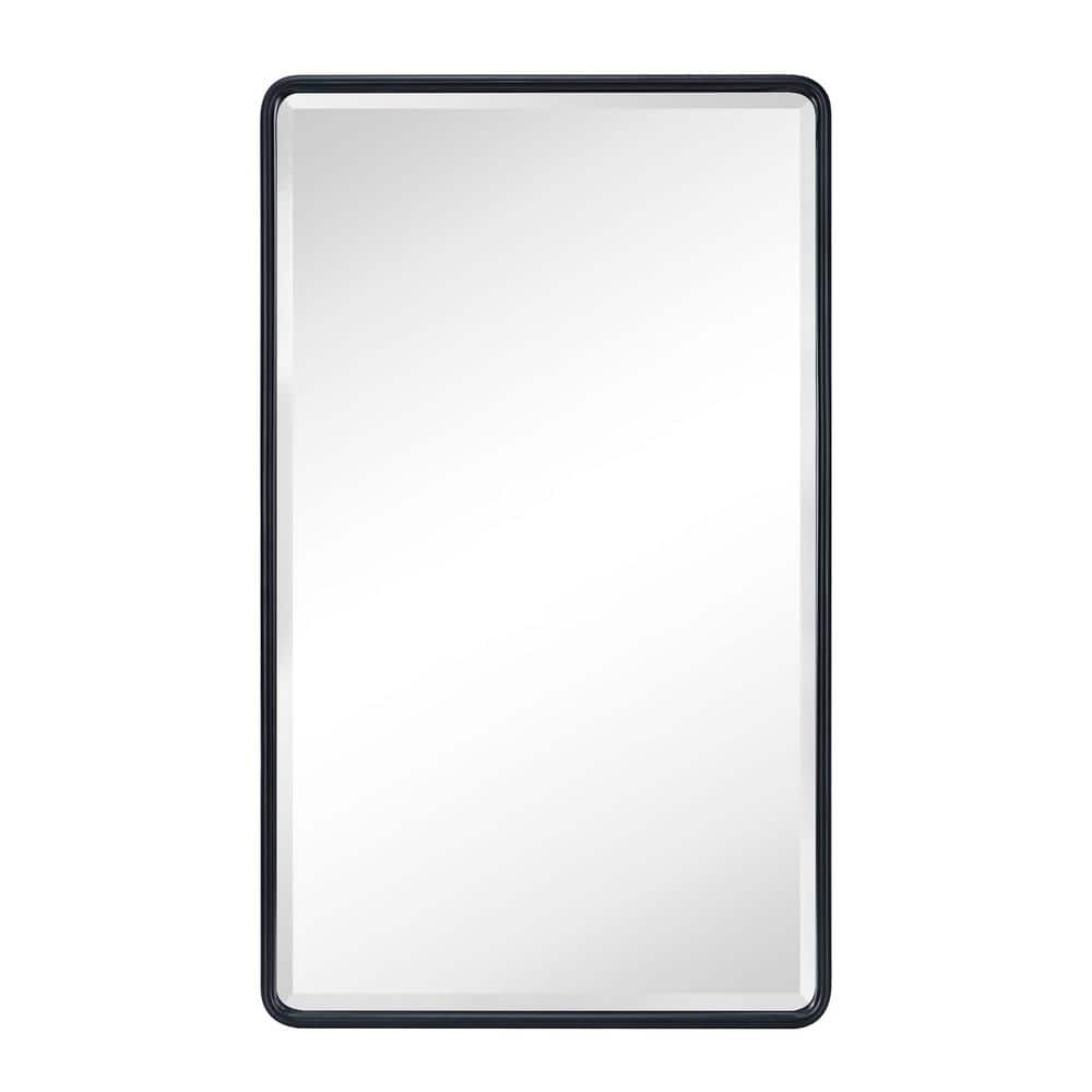 TEHOME 16.5 in. W x 27.5 in. H Rounded Rectangular Metal Framed Recessed Medicine Cabinets with Mirror in Matt Black
