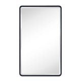 TEHOME 16.5 in. W x 27.5 in. H Rounded Rectangular Metal Framed Recessed Medicine Cabinets with Mirror in Matt Black