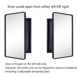 TEHOME 16.5 in. W x 27.5 in. H Rounded Rectangular Metal Framed Recessed Medicine Cabinets with Mirror in Matt Black