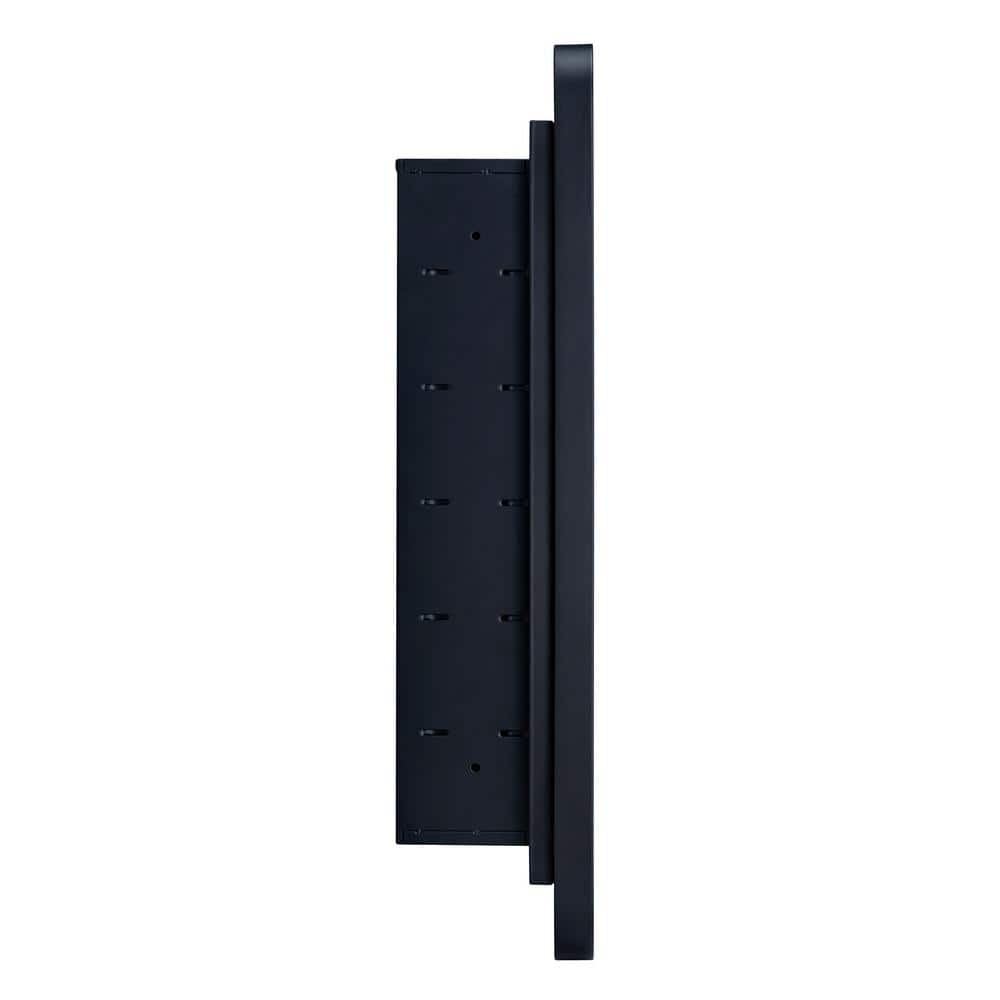 TEHOME 16 in. W x 24 in. H Rounded Rectangular Stainless Steel Recessed Framed Medicine Cabinet with Mirror in Matt Black