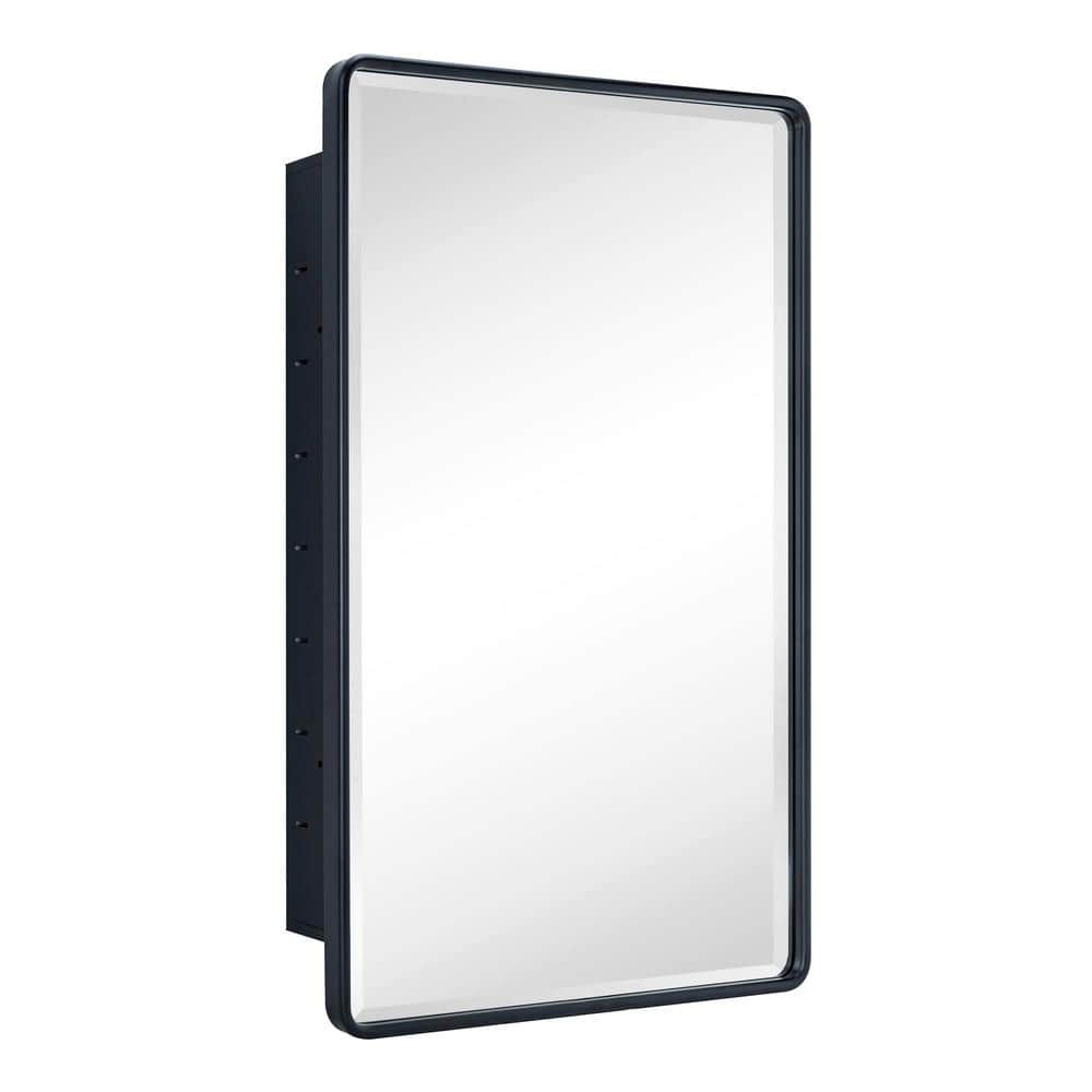 TEHOME Farmhouse 20 in. W x 30 in. H Recessed Rectangular Metal Framed Bathroom Medicine Cabinets with Mirror in Matt Black