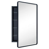 TEHOME Farmhouse 21 in. W x 34 in. H Recessed Rectangular Metal Framed Bathroom Medicine Cabinets with Mirror in Matt Black
