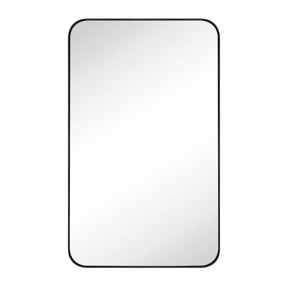 TEHOME WH 16.5 in. W x 27.5 in. H Rectangular Stainless Steel Recessed Framed Medicine Cabinet with Mirror in Matt Black