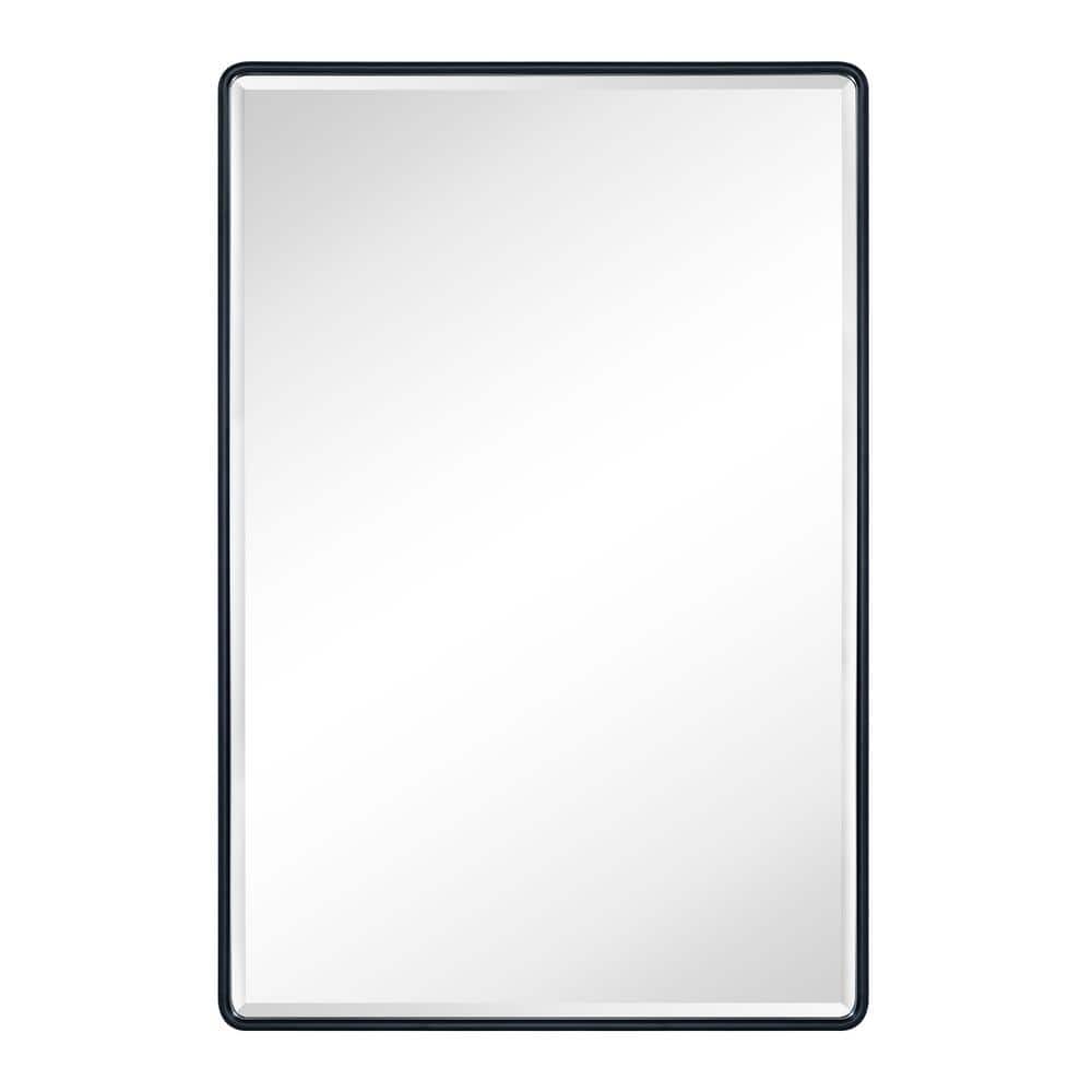 TEHOME Farmhouse 24 in. W x 36 in. H Recessed Rectangular Metal Framed Bathroom Medicine Cabinets with Mirror in Matt Black
