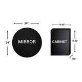 TEHOME Myriel 24 in. W x 24 in. H Surface Mount Round Metal Framed Bathroom Medicine Cabinet with Mirror in Black