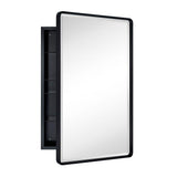 TEHOME Eldee 20 in. W x 30 in. H Surface Mount Rectangular Metal Framed Bathroom Medicine Cabinet with Mirror in Matt Black