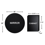 TEHOME 30 in. W x 30 in. H Surface Mount Round Circle Bathroom Metal Framed Medicine Cabinet with Mirror in Matt Black
