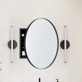 TEHOME 30 in. W x 30 in. H Surface Mount Round Circle Bathroom Metal Framed Medicine Cabinet with Mirror in Matt Black