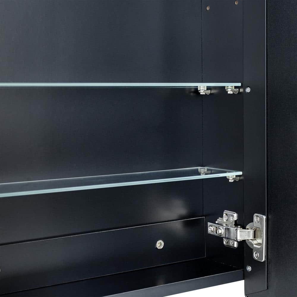 TEHOME 18 in. W x 26 in. H Arched Metal Rectangular Recessed and Surface Mount Medicine Cabinet with Mirror in Matt Black