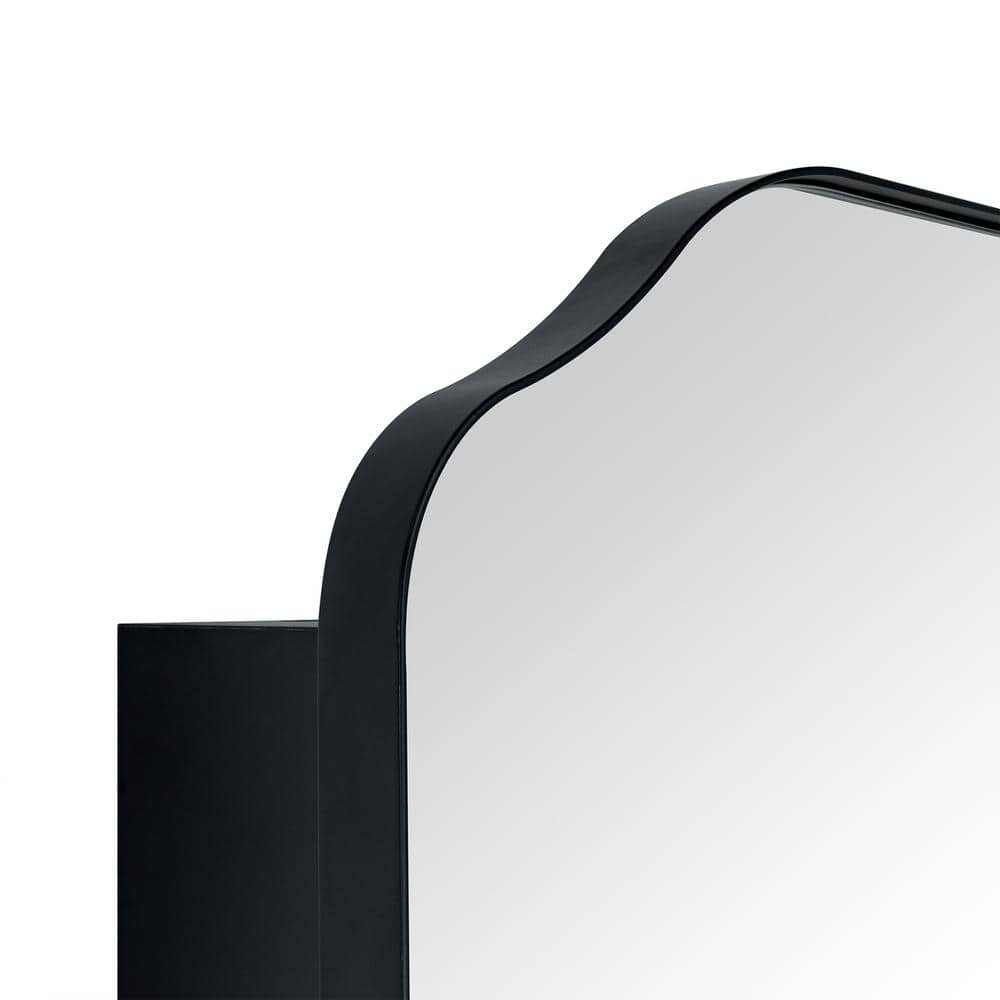 TEHOME 18 in. W x 26 in. H Arched Metal Rectangular Recessed and Surface Mount Medicine Cabinet with Mirror in Matt Black
