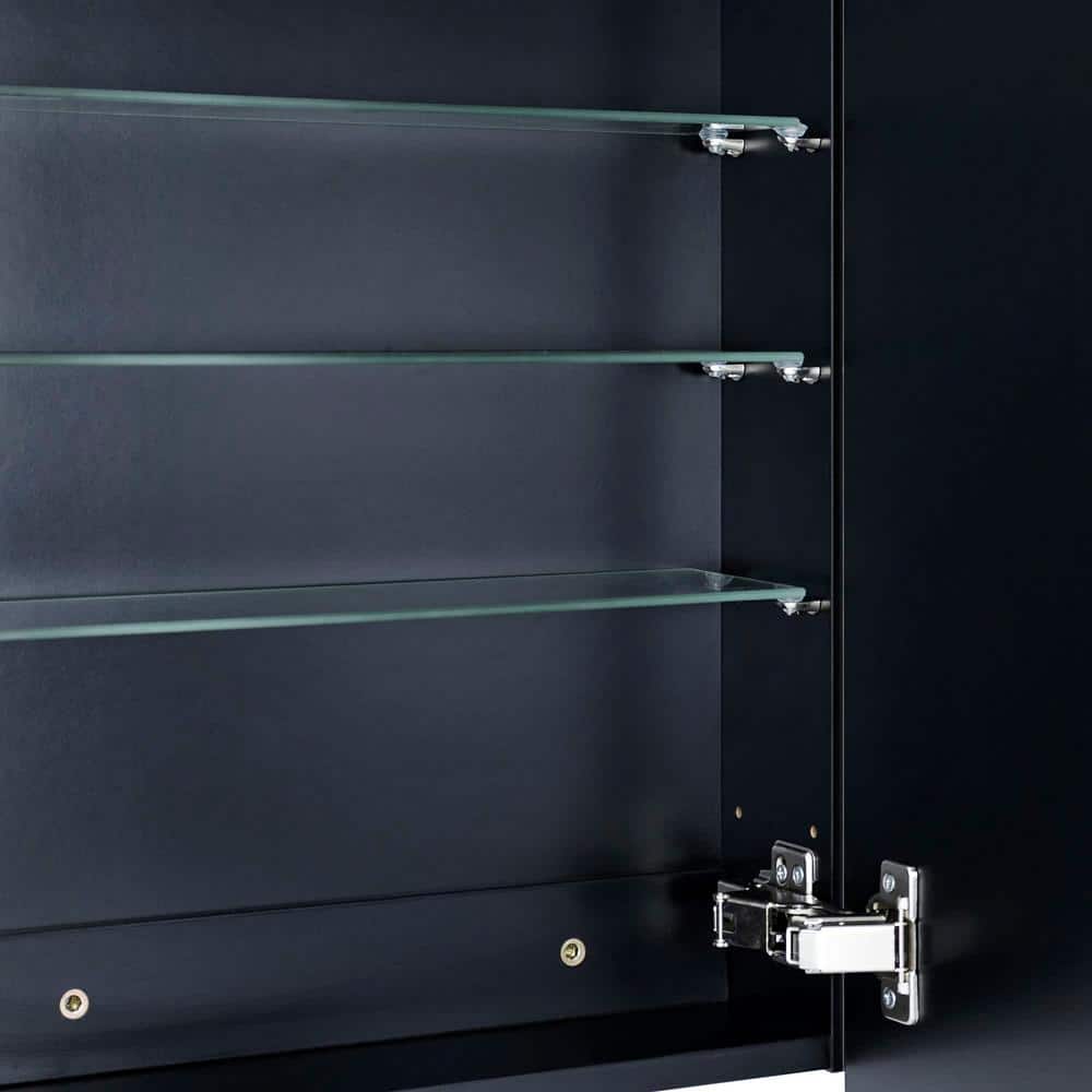 TEHOME Garnes 17.5 in. W x 29 in. H Rectangular Recessed or Surface Mount Metal Framed Medicine Cabinet with Mirror in Black