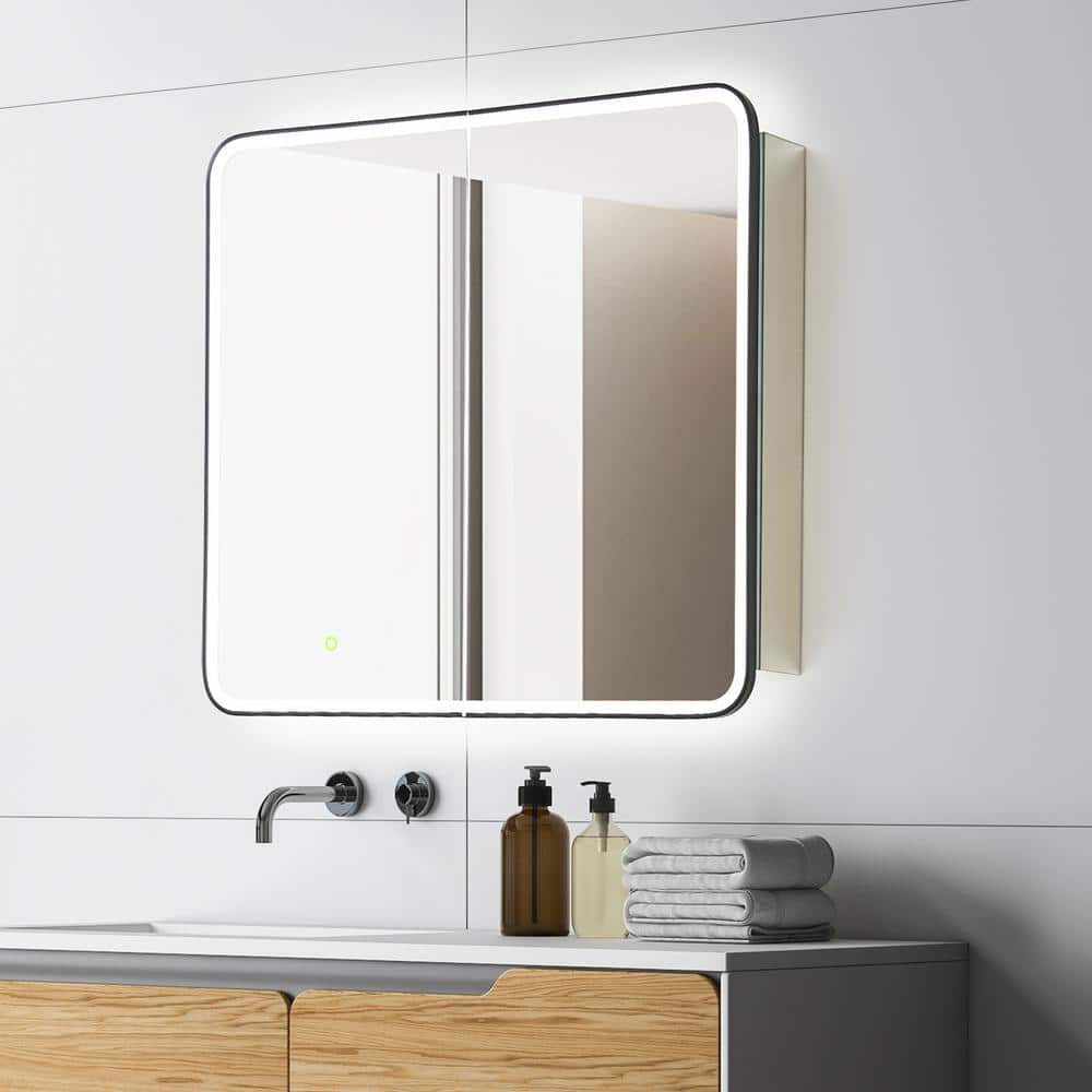 Altair Ostaria 36 in. W x 32 in. H Rectangular Aluminum Medicine Cabinet with Mirror