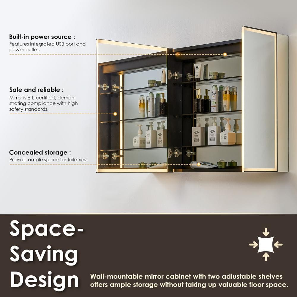 Altair Fenice 48 in. W x 32 in. H Rectangular Aluminum Medicine Cabinet with Mirror