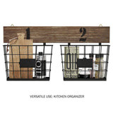 Lavish Home Rustic Double Wire Basket Wall Organizer