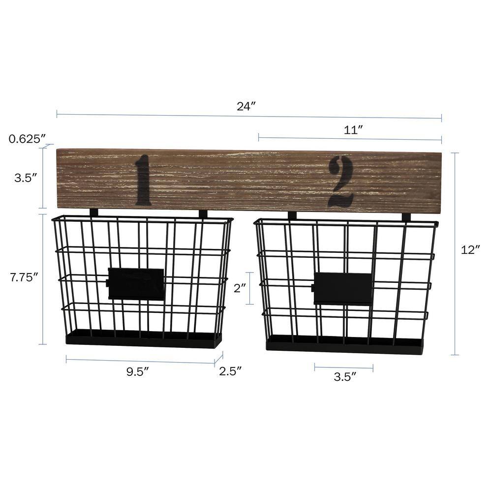 Lavish Home Rustic Double Wire Basket Wall Organizer