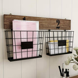 Lavish Home Rustic Double Wire Basket Wall Organizer