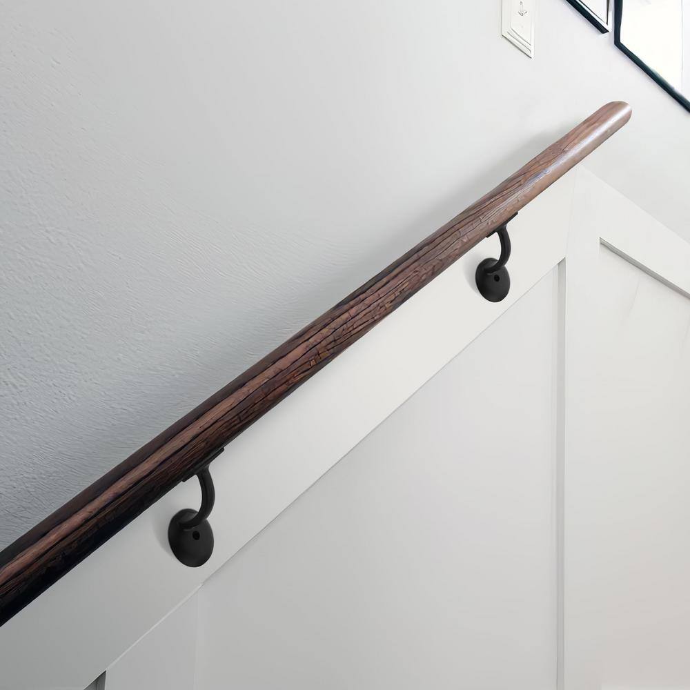 Angel Sar Matte Black Hand Rail Bracket Heavy-Duty Hardware for Stairways, Home or Office Stair Support Handrail Brackets (4-Pack)