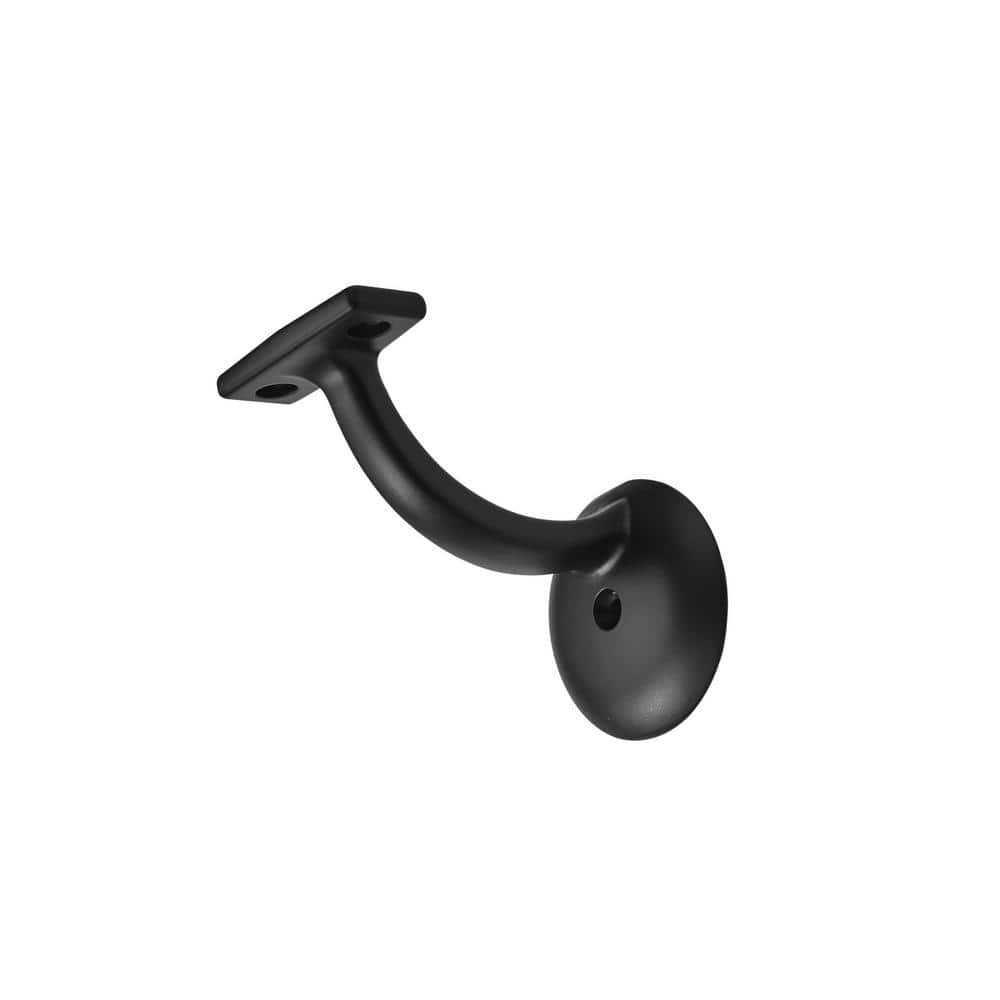 Angel Sar Matte Black Hand Rail Bracket Heavy-Duty Hardware for Stairways, Home or Office Stair Support Handrail Brackets (4-Pack)